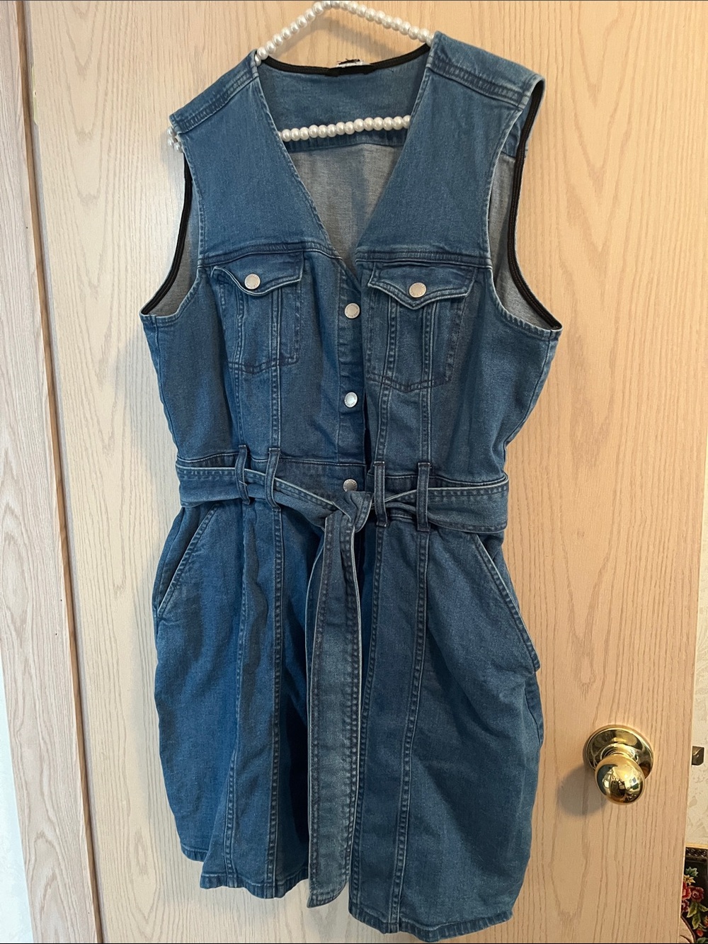 Joe Fresh Sleeveless Denim Tie-Waist Dress - Blue
